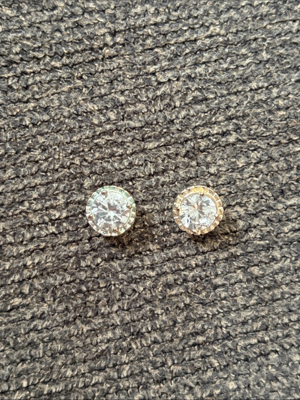Classic Round Clear Crystal Stud Earrings in Mixed Metal
